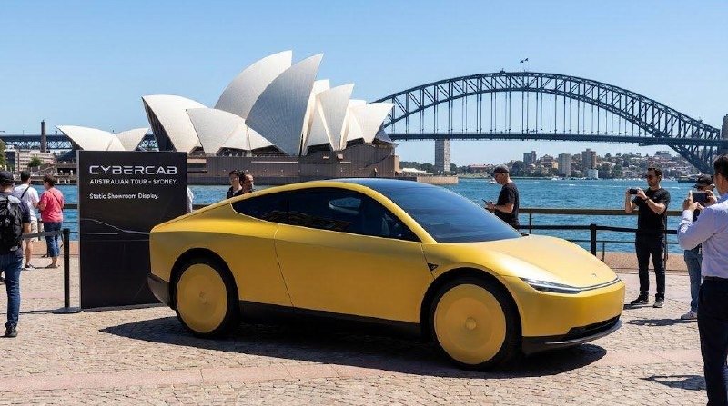 Tesla Cybercab static display in Sydney during its Australian tour